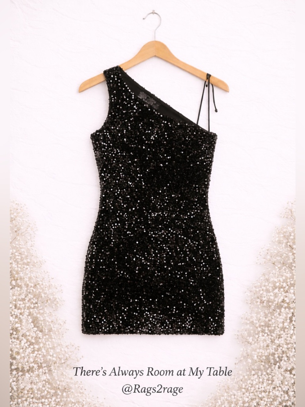PRIMA Black Sequin One-Shoulder Dress